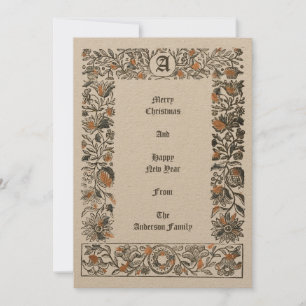 Tarjeta Festiva Navidades del Renaissance Floral Pomegranate Woodb