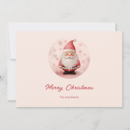 Tarjeta Festiva Navidades del Retro Pink Santa Claus