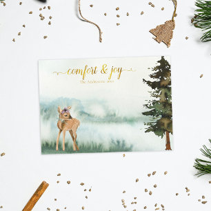 Tarjeta Festiva Navidades del Rústico Ganado de Woodland