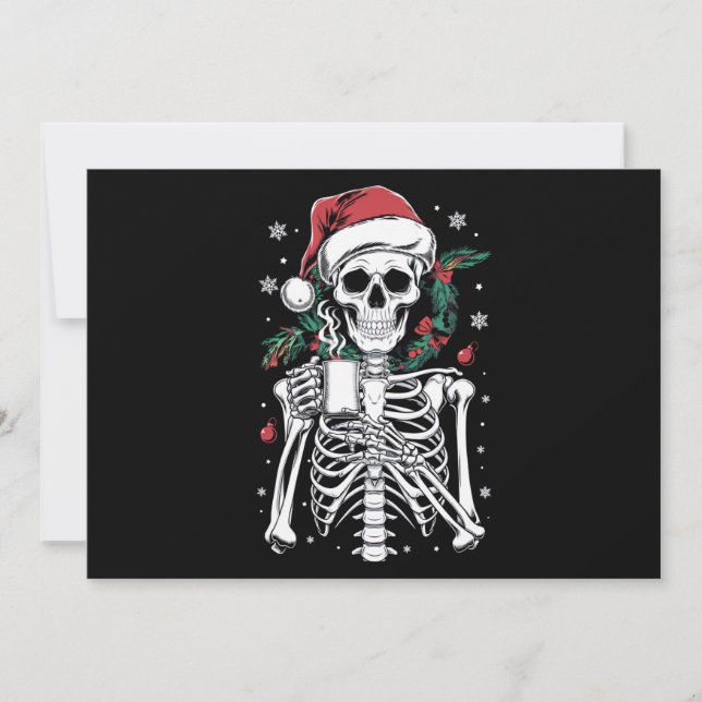 Tarjeta Festiva Navidades del Skeleton muertos en regalo para los  (Anverso)