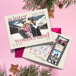 Tarjeta Festiva Navidades del Ski Theme Winter Wonderland Foto