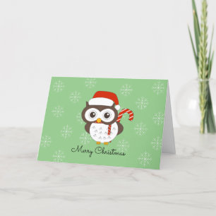 Tarjeta Festiva Navidades del Sr. Owl Candy Cane Snowflakes