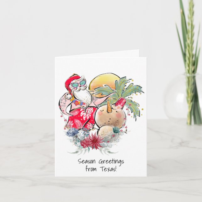 Tarjeta Festiva Navidades del Sur | Hot Holly Jolly Santa Claus (Anverso)