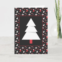 Tarjeta Festiva Navidades del tablero de cuadros del árbol blanco