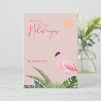 Tarjeta Festiva Navidades del Tropical Beach Flamingo