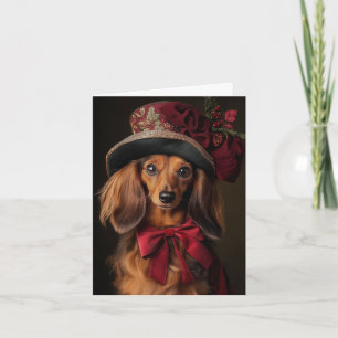 Tarjeta Festiva Navidades del Victorian Long Haired Dachshund