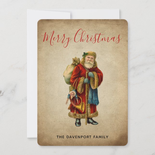 Tarjeta Festiva Navidades del Viejo Mundo Viejo Santa Claus (Anverso)
