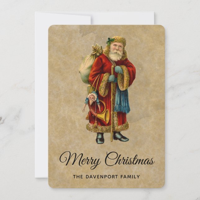 Tarjeta Festiva Navidades del Viejo Mundo Viejo Santa Claus (Anverso)