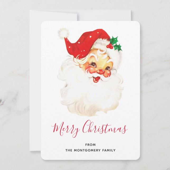 Tarjeta Festiva Navidades del Viejo Santa Claus Retro Jolly (Anverso)