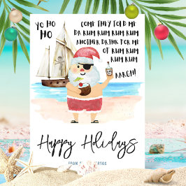 Tarjeta Festiva Navidades del Yo Ho Pirate Santa Rum Beach
