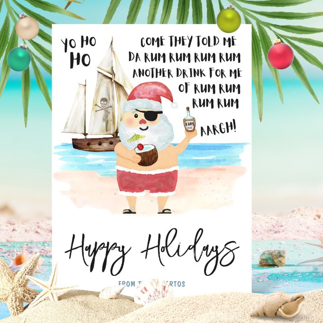Tarjeta Festiva Navidades del Yo Ho Pirate Santa Rum Beach (Subido por el creador)