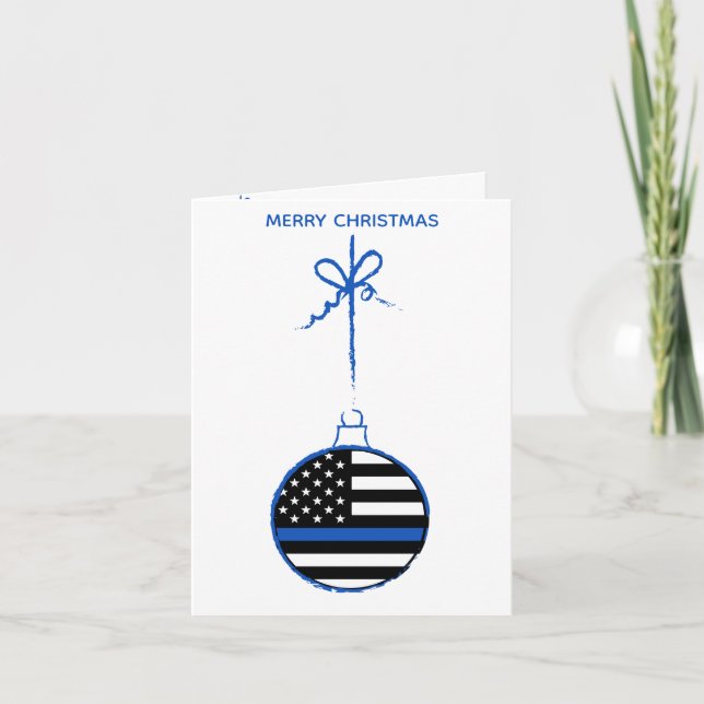 Tarjeta Festiva Navidades delgados de la Línea Azul Policía de apl (Anverso)