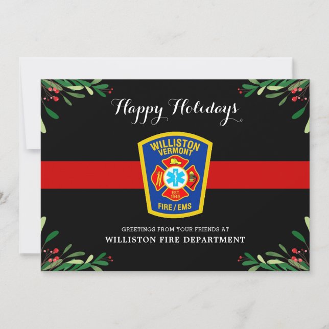 Tarjeta Festiva Navidades delgados del Departamento de Bomberos de (Anverso)