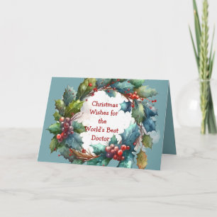 Tarjeta Festiva Navidades desean a Holly Berry Wreath por Médica