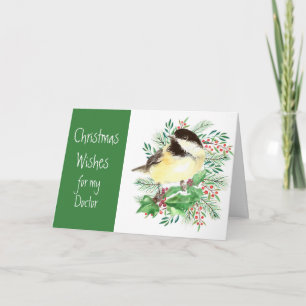 Tarjeta Festiva Navidades desean Médico de pájaros de pollo
