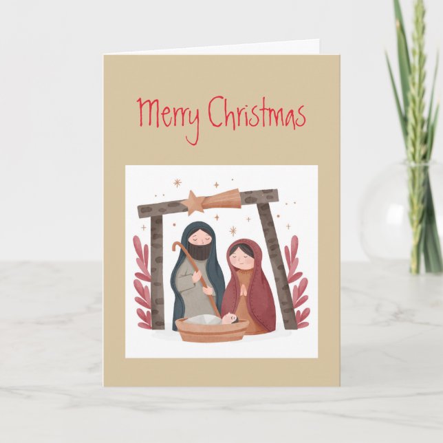Tarjeta Festiva Navidades desean Natividad Paz Amo Alegría (Anverso)