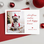 Tarjeta Festiva Navidades desean Navidades de cachorros de Mascota<br><div class="desc">Trae calor y alegría a sus saludos de vacaciones con nuestros "Navidades Desean tarjetas de vacaciones de Navidades de perro Mascota de familia". Estas tarjetas se refieren a difundir amor y alegría festiva, con un adorable perro mascota, listo para enviar sentidos deseos. Si eres dueño de un mascota o conoces...</div>