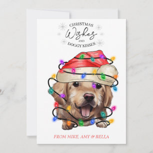 Tarjeta Festiva Navidades desean que perro pipa besos a Mascota Pe