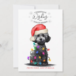 Tarjeta Festiva Navidades desean que perro pipa besos a Mascota Pe