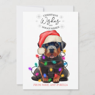 Tarjeta Festiva Navidades desean que perro pipa besos a Mascota Pe