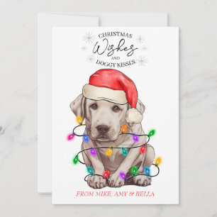 Tarjeta Festiva Navidades desean que perro pipa besos a Mascota Pe
