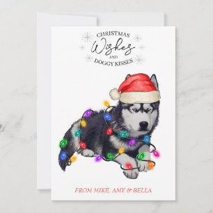 Tarjeta Festiva Navidades desean que perro pipa besos a Mascota Pe