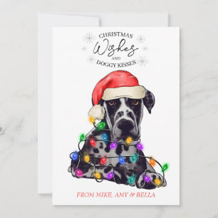 Tarjeta Festiva Navidades desean que perro pipa besos a Mascota Pe