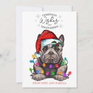 Tarjeta Festiva Navidades desean que perro pipa besos a Mascota Pe