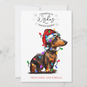 Tarjeta Festiva Navidades desean que perro pipa besos a Mascota Pe