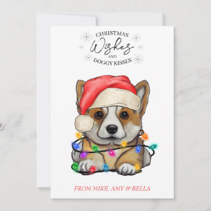 Tarjeta Festiva Navidades desean que perro pipa besos a Mascota Pe