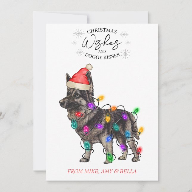 Tarjeta Festiva Navidades desean que perro pipa besos a Mascota Pe (Anverso)