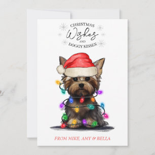 Tarjeta Festiva Navidades desean que perro pipa besos a Mascota Pe