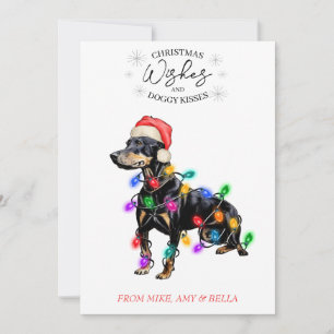 Tarjeta Festiva Navidades desean que perro pipa besos a Mascota Pe
