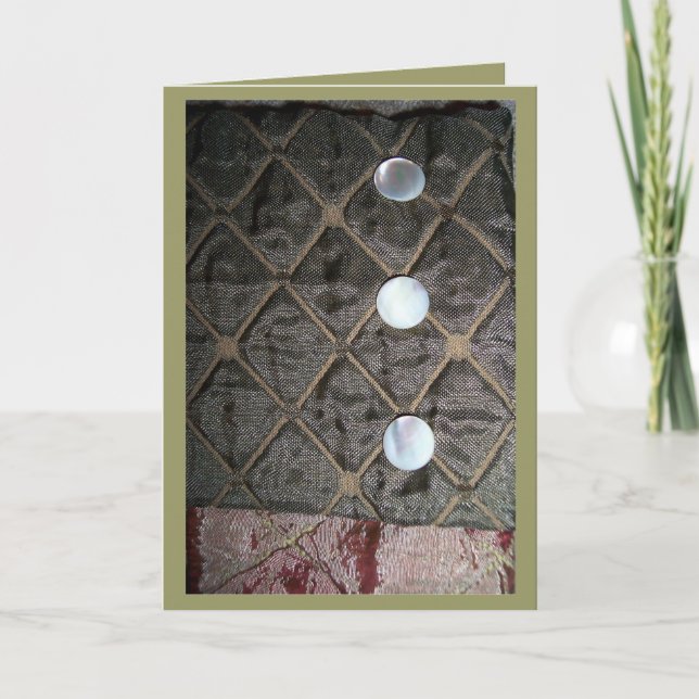 Tarjeta Festiva Navidades desean satinado y botones (Anverso)