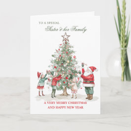 Tarjeta Festiva Navidades desean tener una hermana y su familia