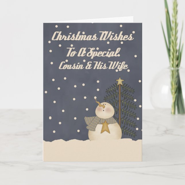 Tarjeta Festiva Navidades Desean Un Primo Especial Y Una Esposa (Anverso)