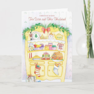 Tarjeta Festiva Navidades desean una hermana y su marido
