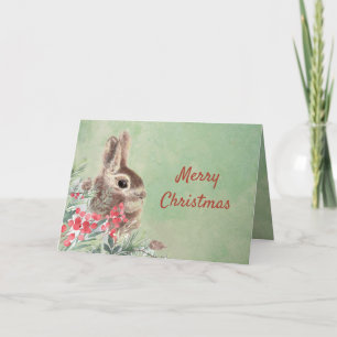 Tarjeta Festiva Navidades desean unas vacaciones de conejo conejo 