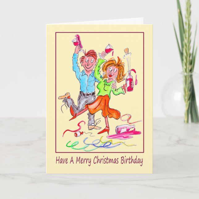 Tarjeta Festiva Navidades Día de cumpleaños Personalizado de parej (Anverso)