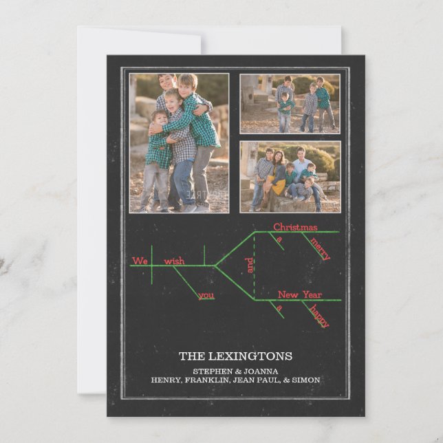 Tarjeta Festiva Navidades Diagrama gramatical de carol foto de vac (Anverso)