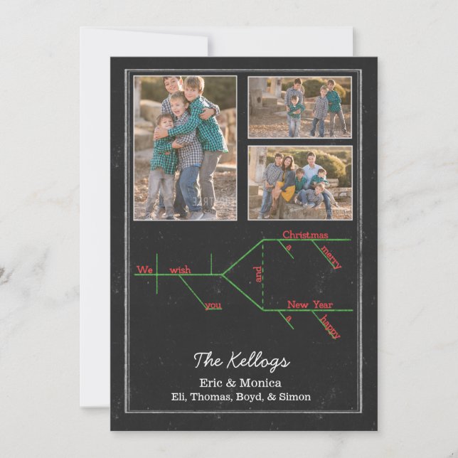 Tarjeta Festiva Navidades diagramas de álbumes en Chalkboard (Anverso)