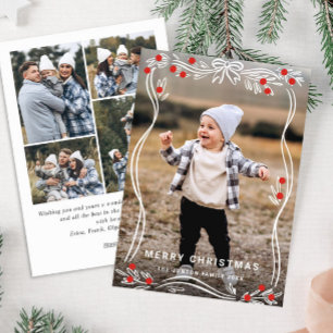 Tarjeta Festiva Navidades dibujados a mano caprichosa doblan cinta