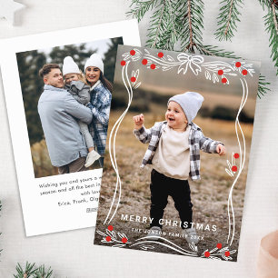 Tarjeta Festiva Navidades dibujados a mano caprichosa doblan cinta