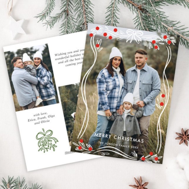 Tarjeta Festiva Navidades dibujados a mano caprichosa doblan cinta (Subido por el creador)