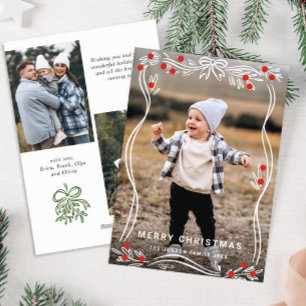 Tarjeta Festiva Navidades dibujados a mano caprichosa doblan cinta