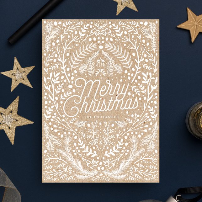 Tarjeta Festiva Navidades dibujados a mano follaje Papel artesanal (Subido por el creador)