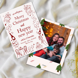 Tarjeta Festiva Navidades dibujados a mano y el doodle de deseos d