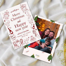 Tarjeta Festiva Navidades dibujados a mano y el doodle de deseos d