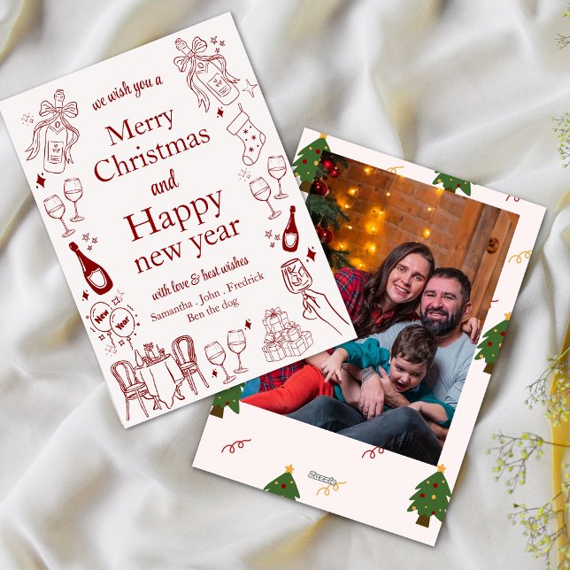 Tarjeta Festiva Navidades dibujados a mano y el doodle de deseos d (Subido por el creador)