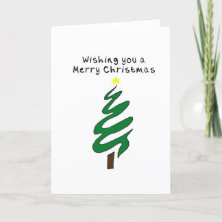 Tarjeta Festiva Navidades dibujan mano para el árbol verde de Navi